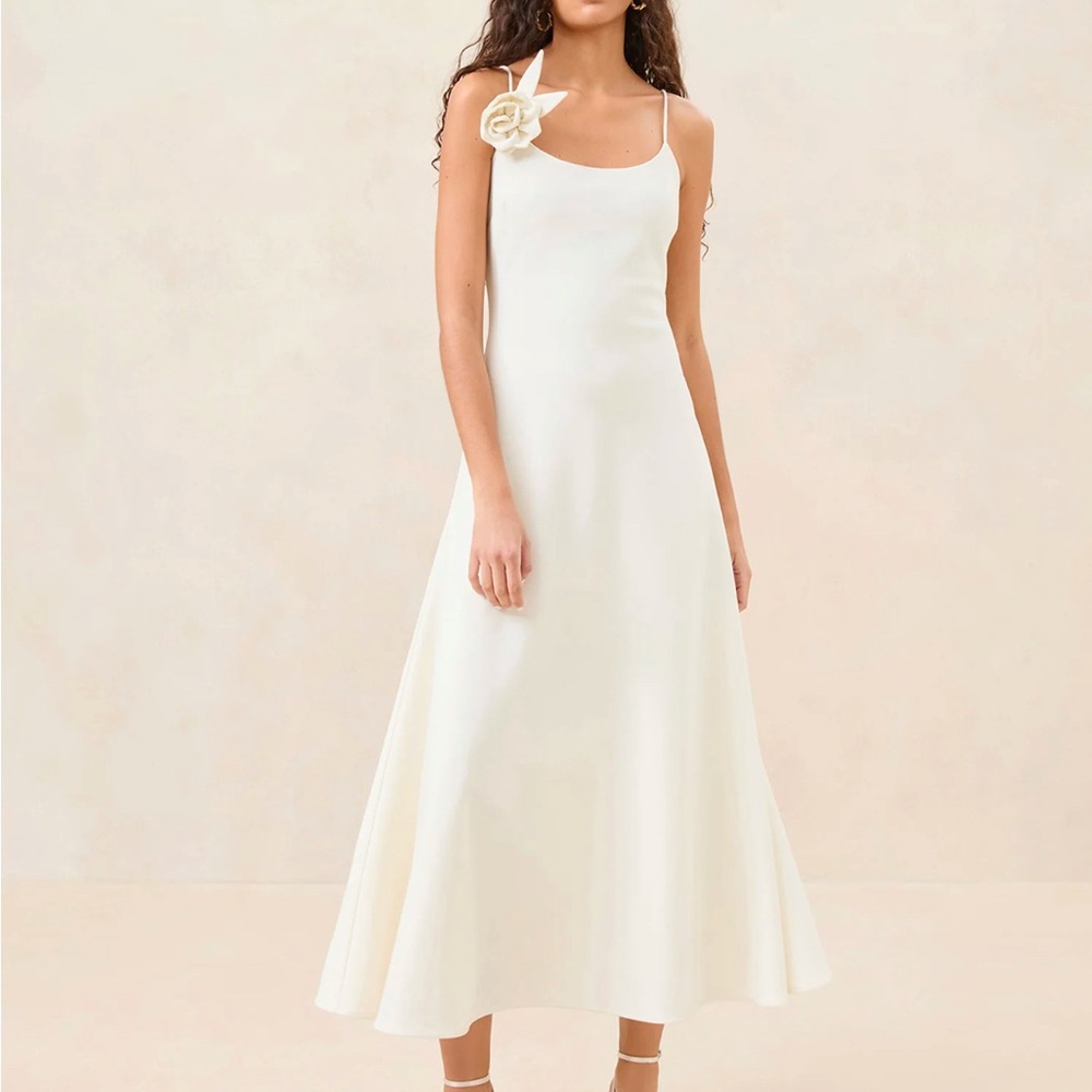Cassidy Cream Slim Rosette Dress